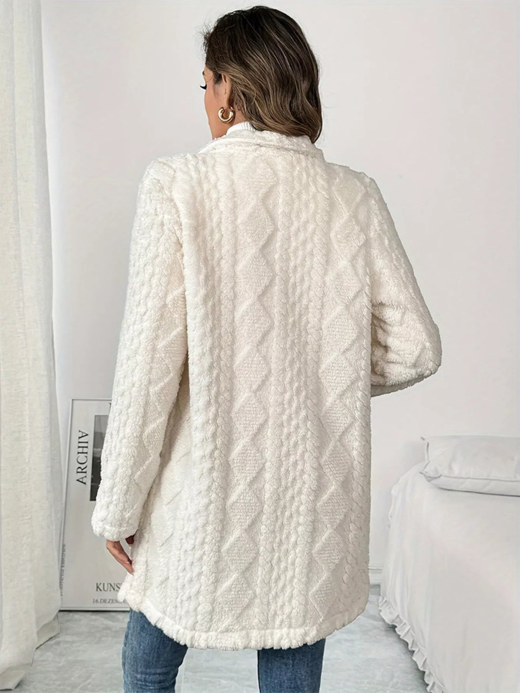 Fleece Double-Breasted Longline Coat