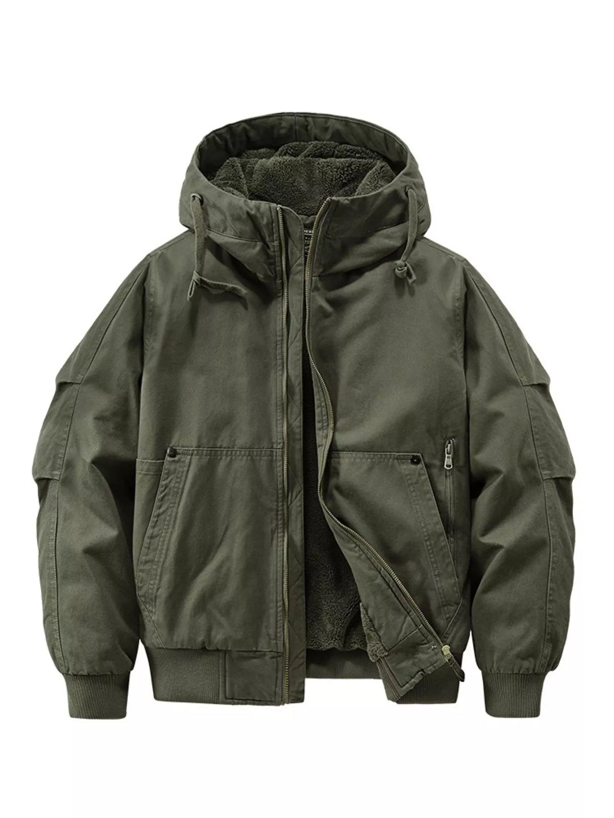 Men's Plus Size Hooded Fleece Lined Winter Jacket
