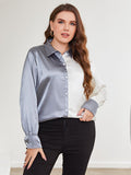 Plus Size Two-Tone Long Sleeve Shirt See size chart under “more details”
