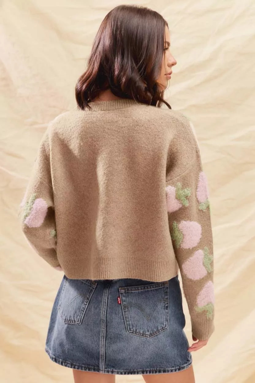 SO ME Strawberry Fruit All Over Button Sweater Cardigan