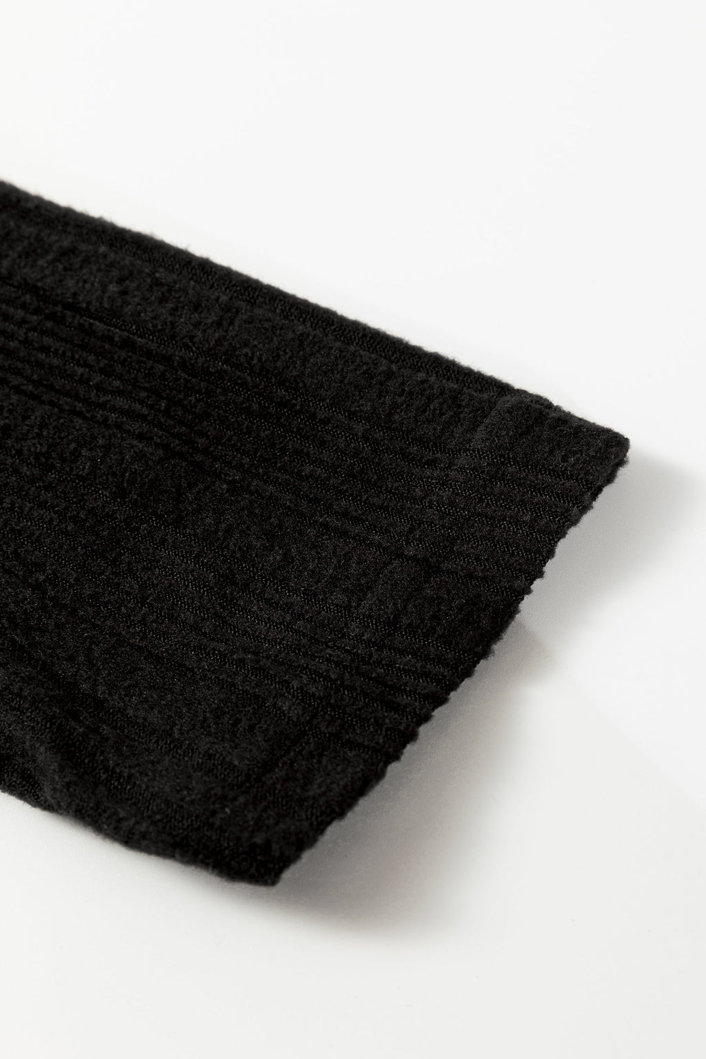 Black Ribbed Open Front Knitted Top with Pockets
