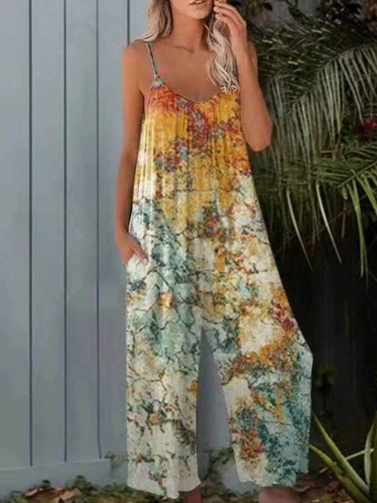 Full Size Tie-Dye Wide Leg Jumpsuit Plus Size