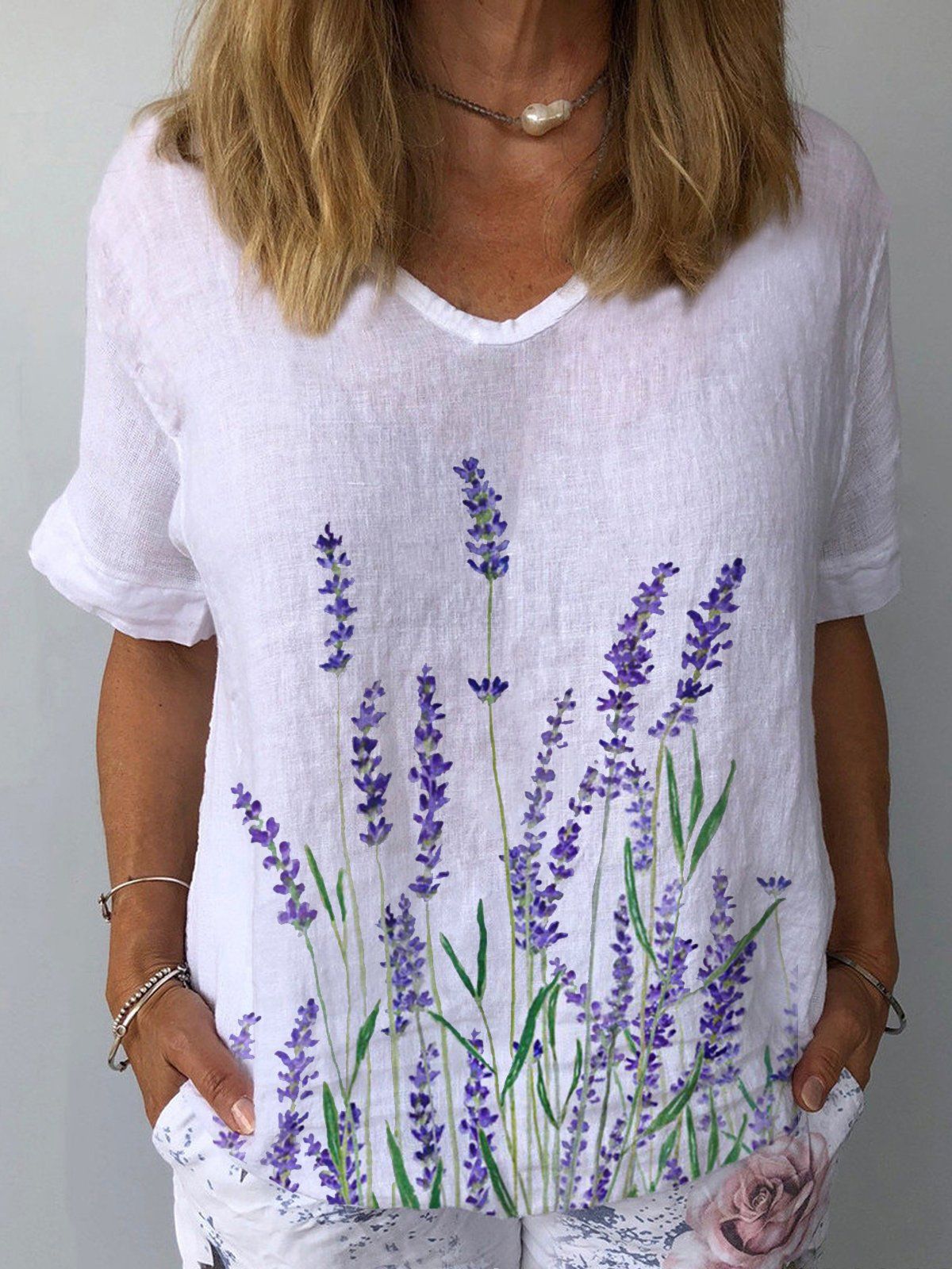 Artistic Retro Digital Print Pullover Top – Women’s Chinese Style