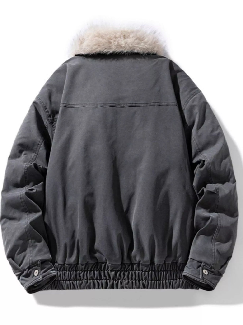 Men's Full Size Fur Collar Zip Up Bomber Jacket Plus Size