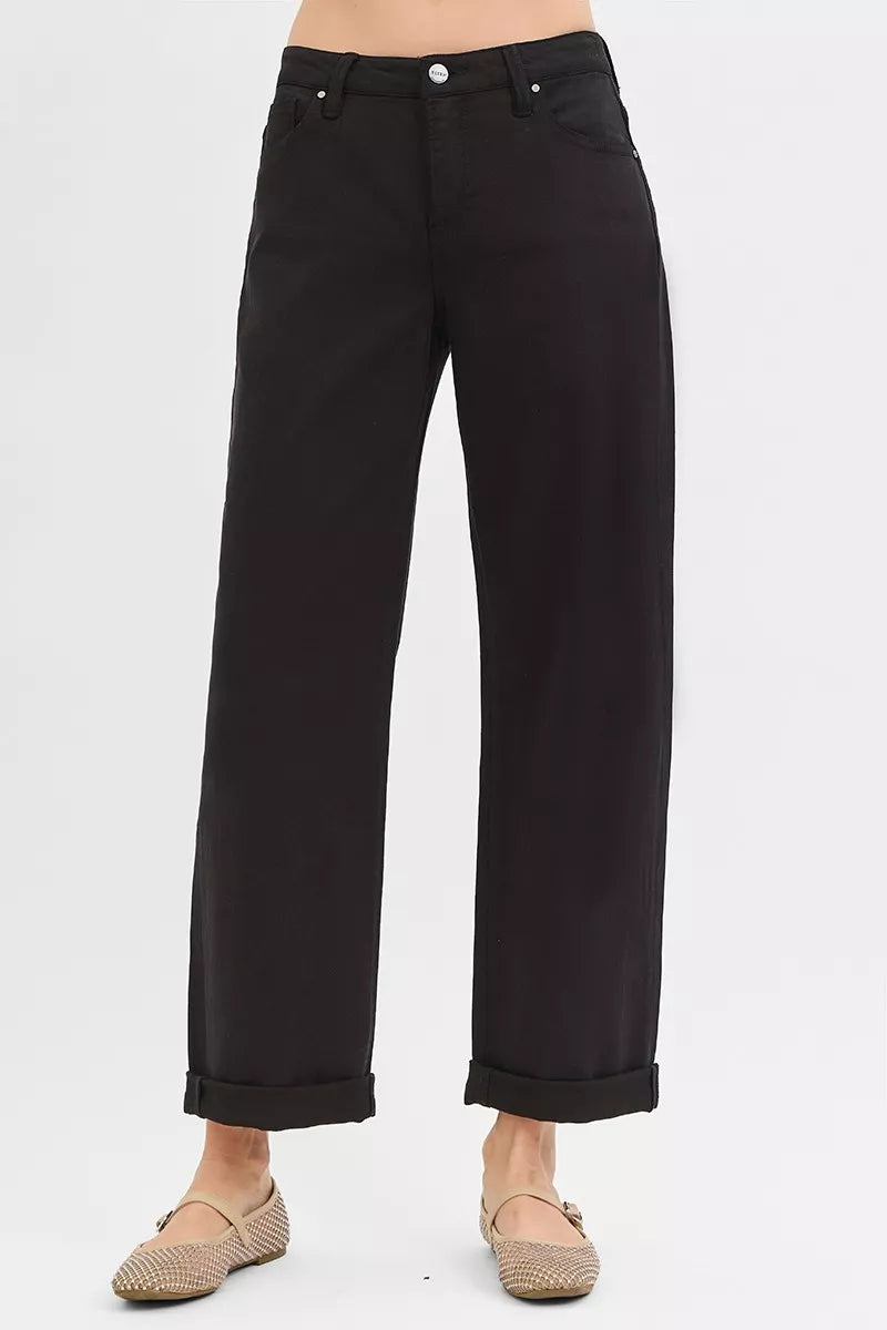 Tummy Control Mid Rise Ankle Barrel Relaxed Baggy