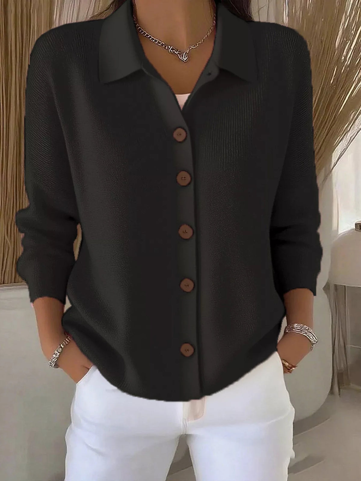 Full Size Button-Down Knit Cardigan Plus Size
