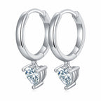 S925 Sterling Silver 5x5mm Heart Shaped Moissanite Hoop Earrings  Platinum Plated Dangle Earrings With GRA Certificate Romantic Jewelry Gift Box Set For Women