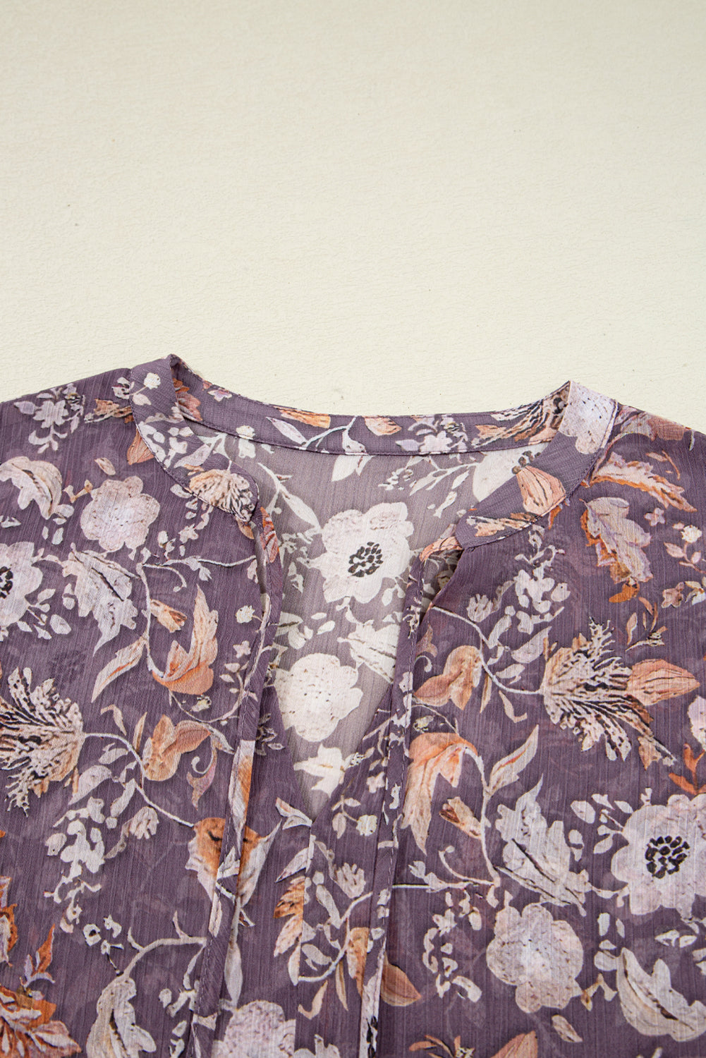Blue Boho Flower Print 3/4 Sleeve Babydoll Blouse