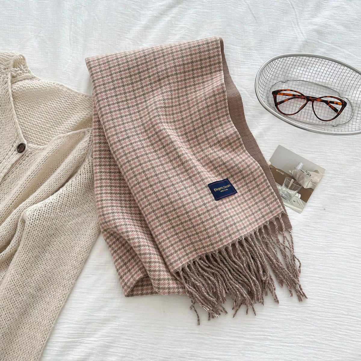Plaid Fringe Warm Winter Scarf