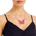Pendant Necklace Pink 3D Butterfly Stylish Statement Jewelry Accessory