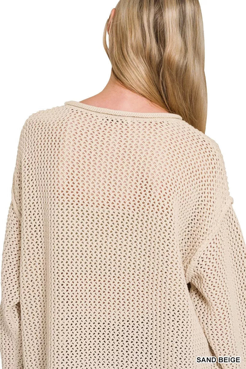 Zenana American Flag Crew Neck Sweater