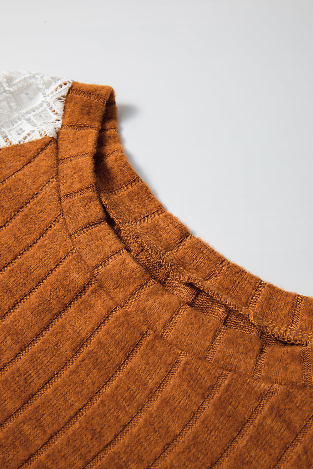 Parchment Floral Patchwork Raglan Sleeve Ribbed Blouse