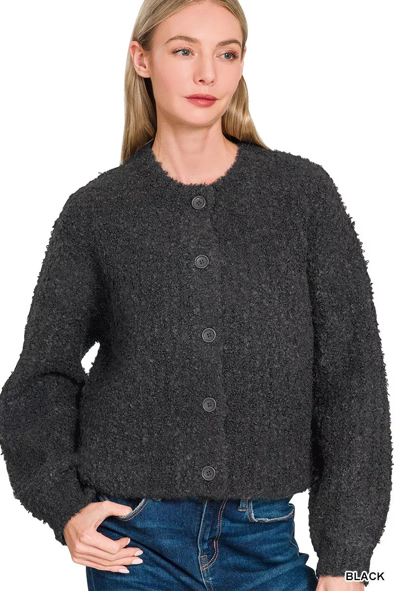 Zenana Button Down Wool Cardigan Sweater