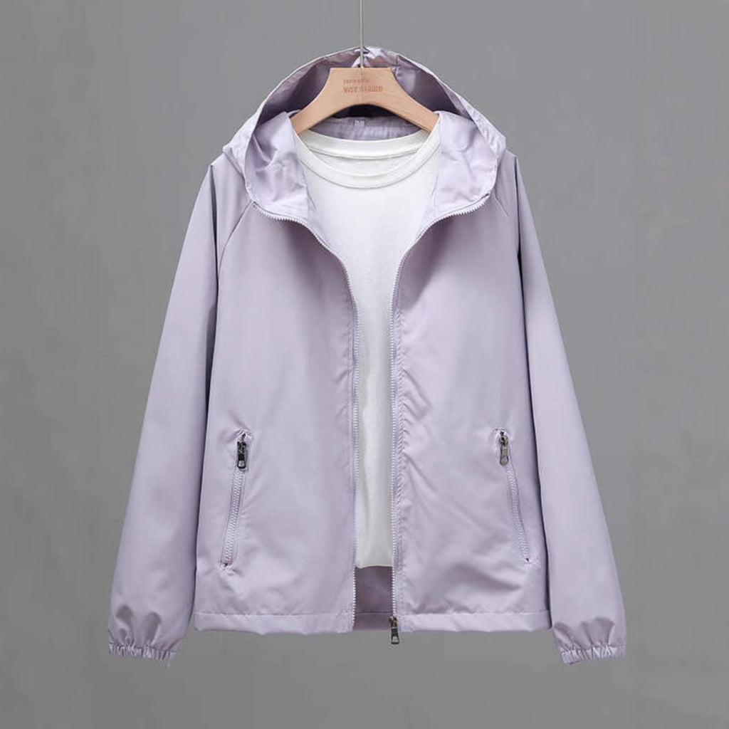 Women's Cropped Casual Loose Plus Size Hooded Thin Shell Jacket See size chart under “more details”