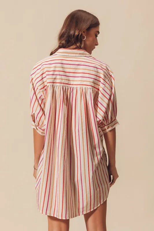 Multicolored Stripe Button Down Shirt