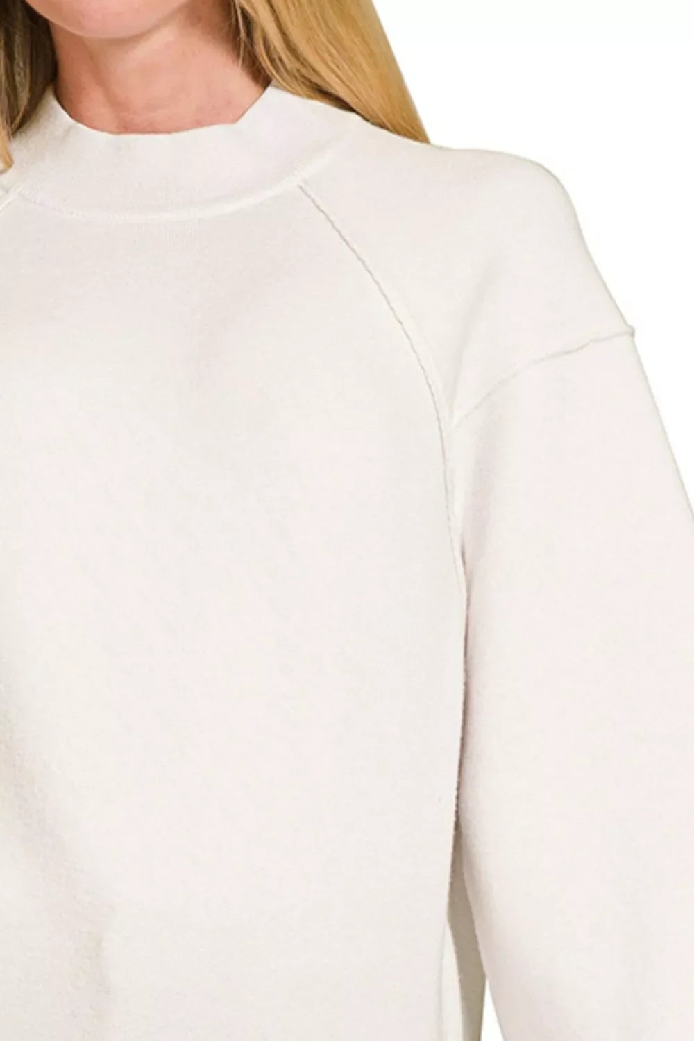 Viscose Mock Neck Exposed Seam Sweater