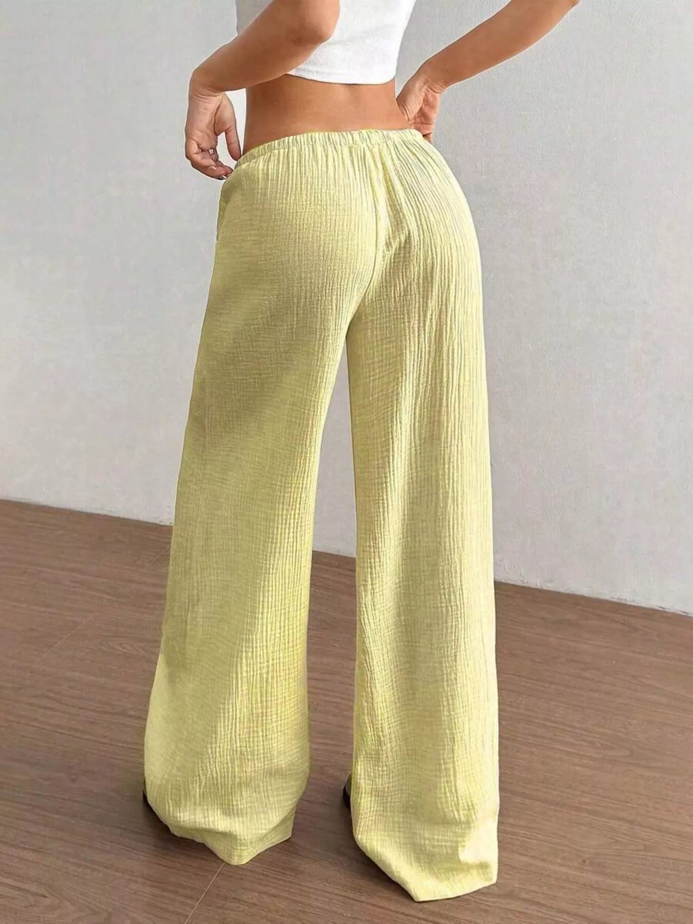 Full Size Drawstring Wide Leg Pants Plus Size