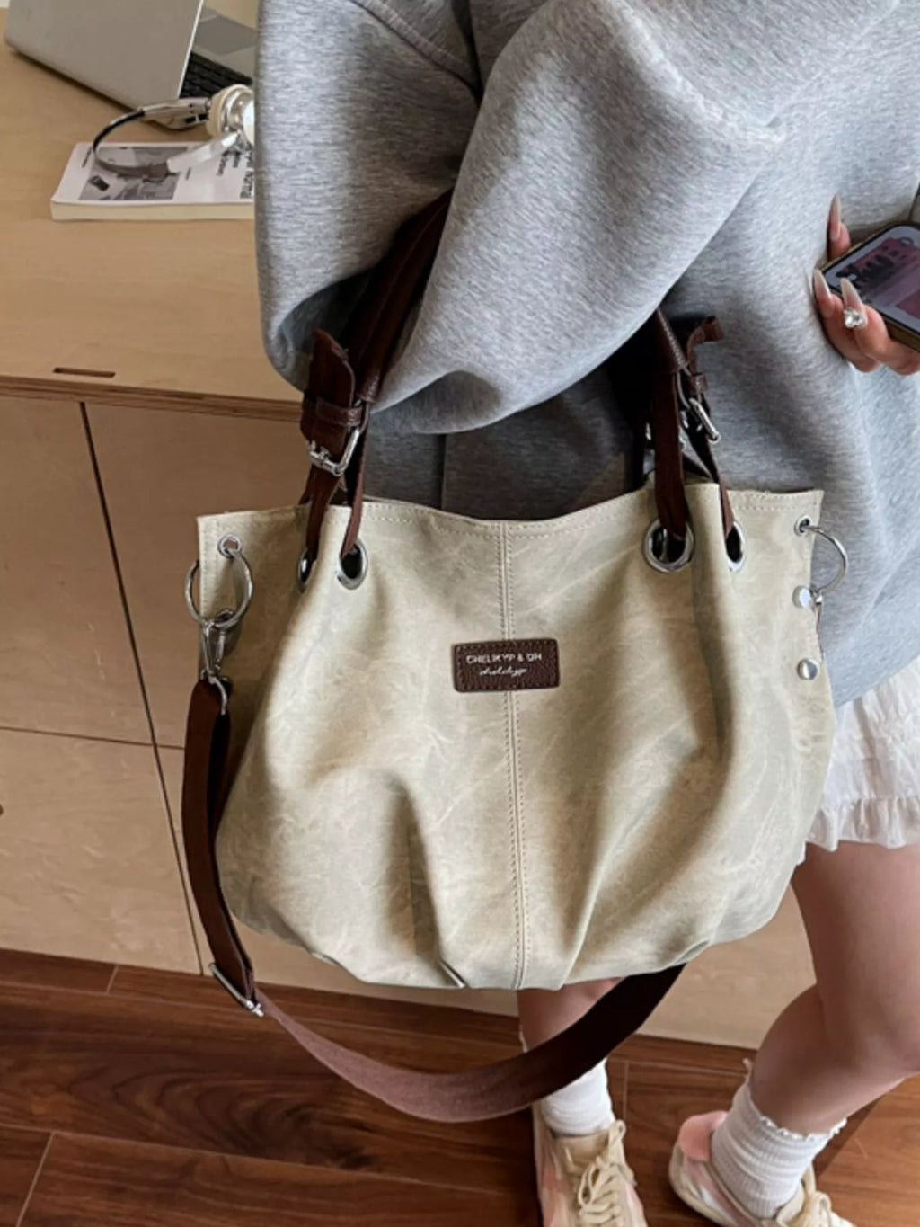 Vintage Adjustable Strap Crossbody Bag