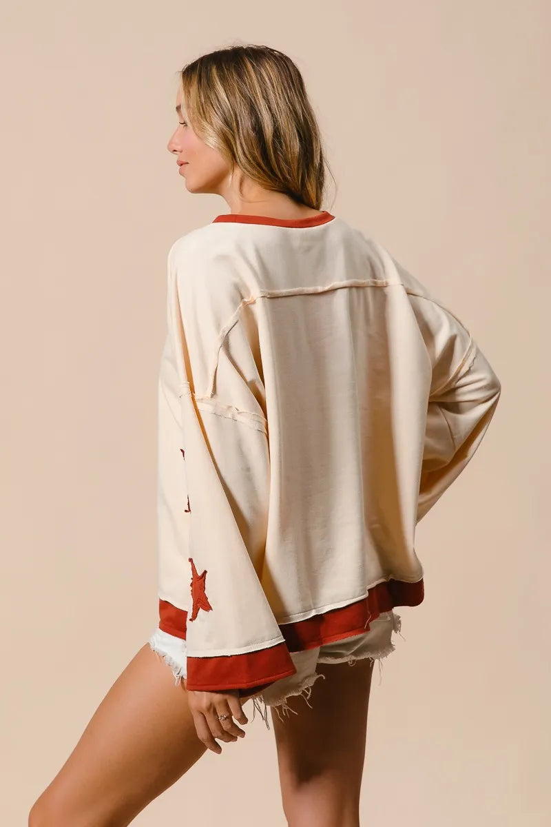 BiBi French Terry Top With Patch Detail Sweatshirt