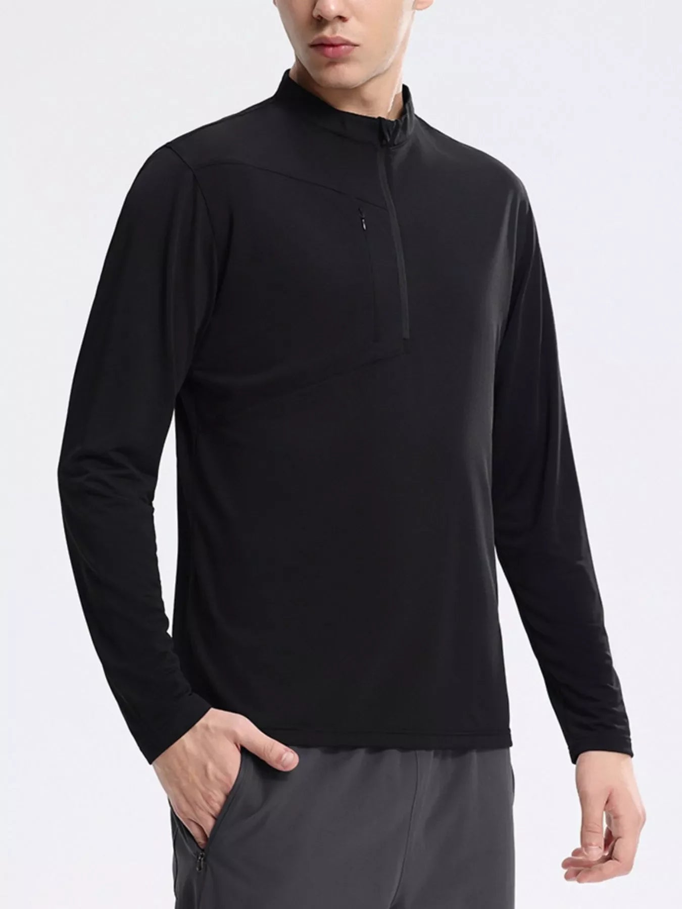 Men's Plus Size Slim Fit Quarter-Zip Sweatshirt