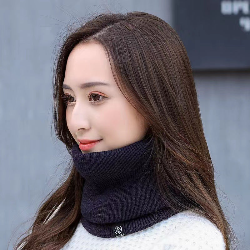 Warm Cold Proof Knitted Fleece Lined Thickened Versatile Wool Neck Scarf For Cervical Spine Protection