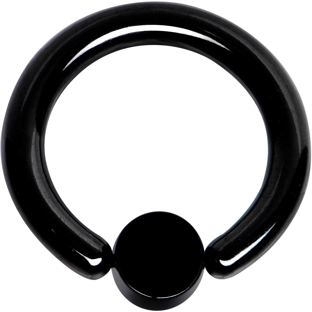 10G 1/2 Clear Gem 5mm Disc Black BCR Captive Ring