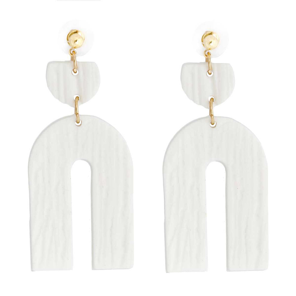 Bridal Earrings White Clay Arch Statement Jewelry Chic Elegant