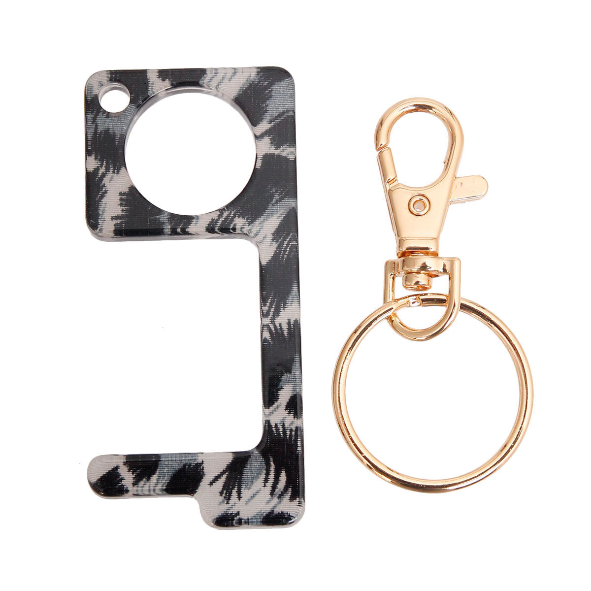 Touchless Door Button Tool Black Leopard Print Trendy Accessory