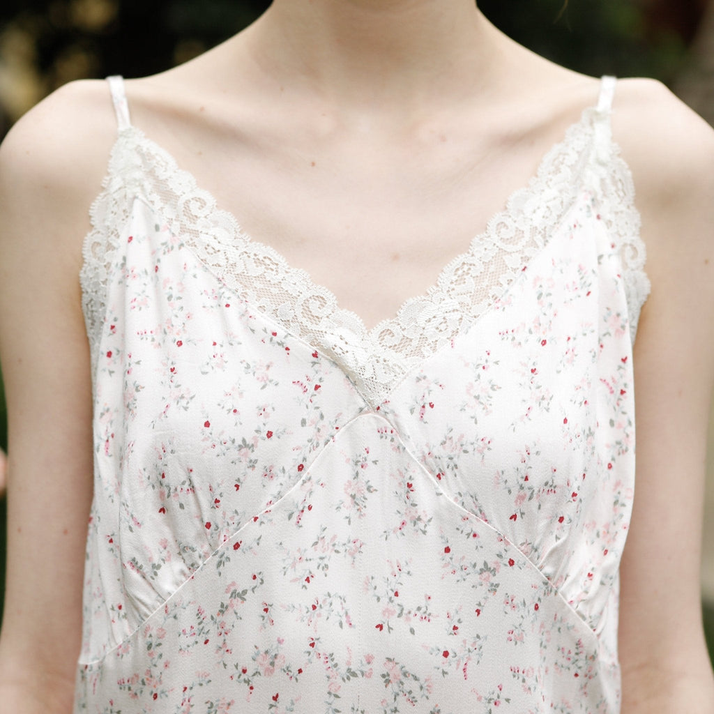 Fresh Floral Nightgown Pajama Dress / Yellow Floral