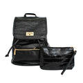 Women’s Black Croc Backpack and Flap Bag Set – Stylish Fashion Handbags