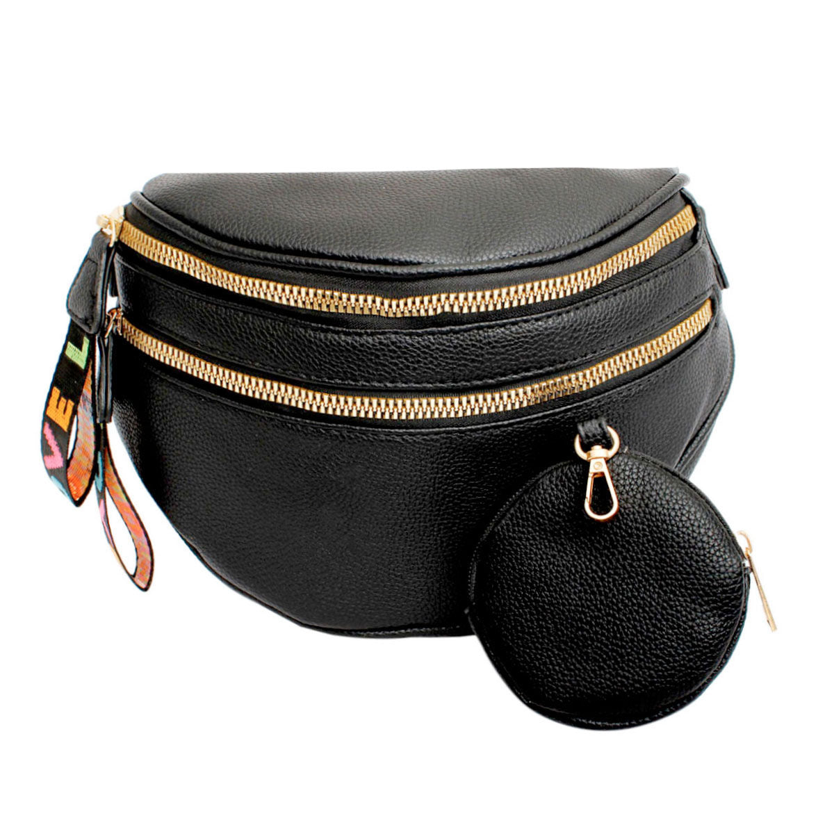 Fashion Handbag Crossbody Black Love Zipper Saddle Bag for Women Stylish Chic