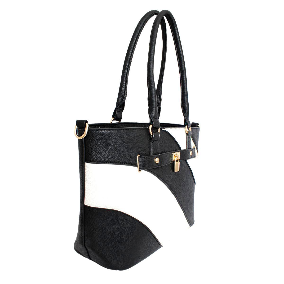 Fashion Handbag Black and White Stripe Tote for Women Stylish Chic Accessory