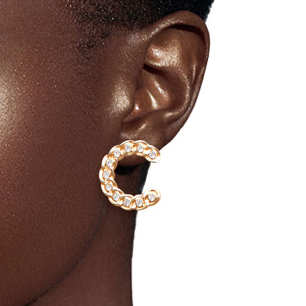 Rhinestone Stud Earring Set 3 Pcs Gold Metal Designer-Inspired Stylish Statement Jewelry