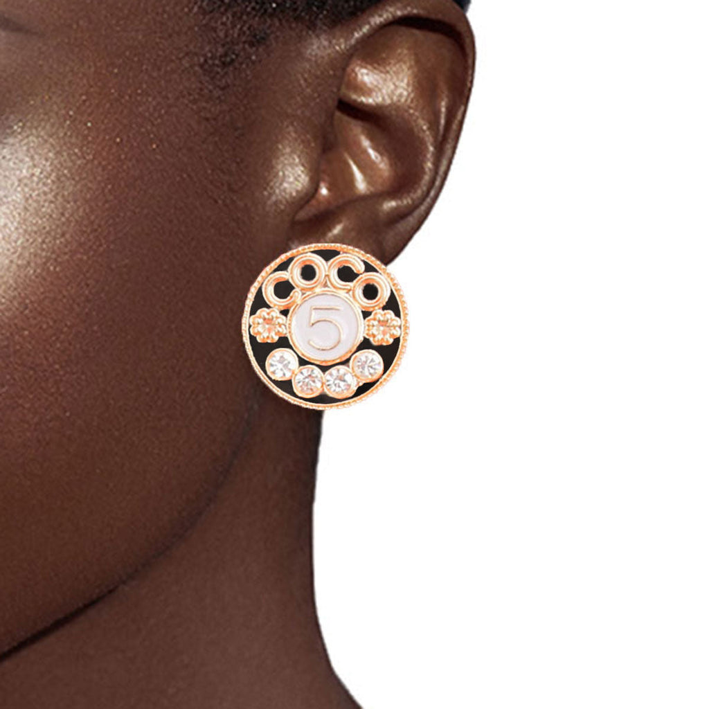 Rhinestone Stud Earring Set 3 Pcs Gold Metal Designer-Inspired Stylish Statement Jewelry