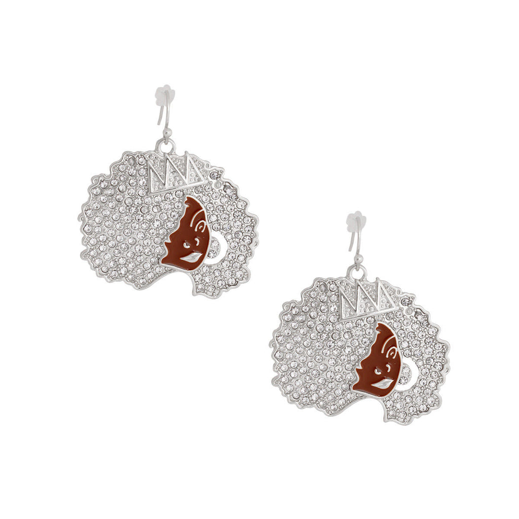 Fishhook Earrings Silver Afro Queen Stylish Statement Jewelry