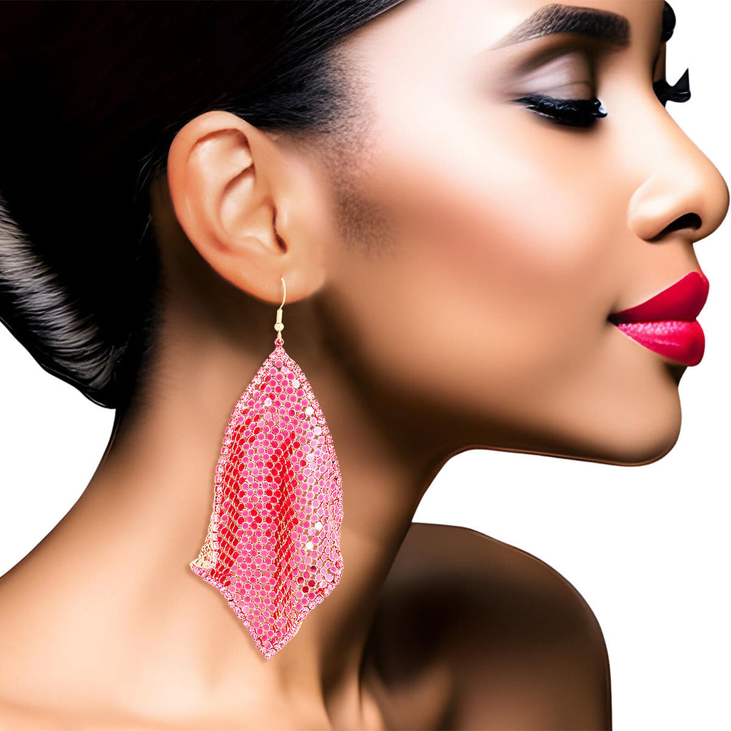 Statement Pink Mesh Chainmail Earrings – Trendy Fashion Jewelry