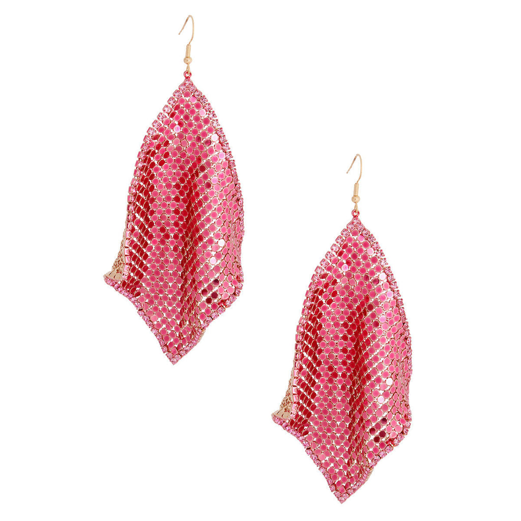 Statement Pink Mesh Chainmail Earrings – Trendy Fashion Jewelry