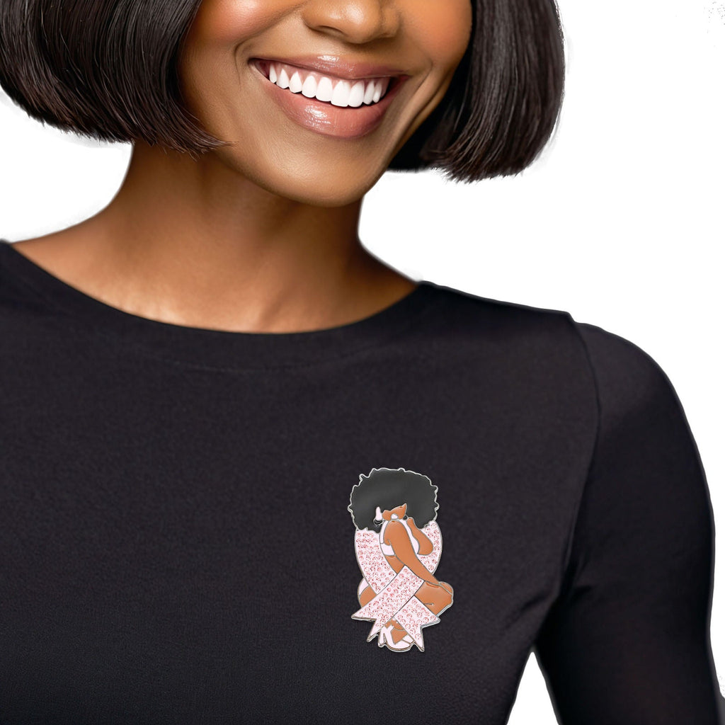 Statement Brooch Light Pink Diva Afro Woman Pin Stylish Accessory for Women