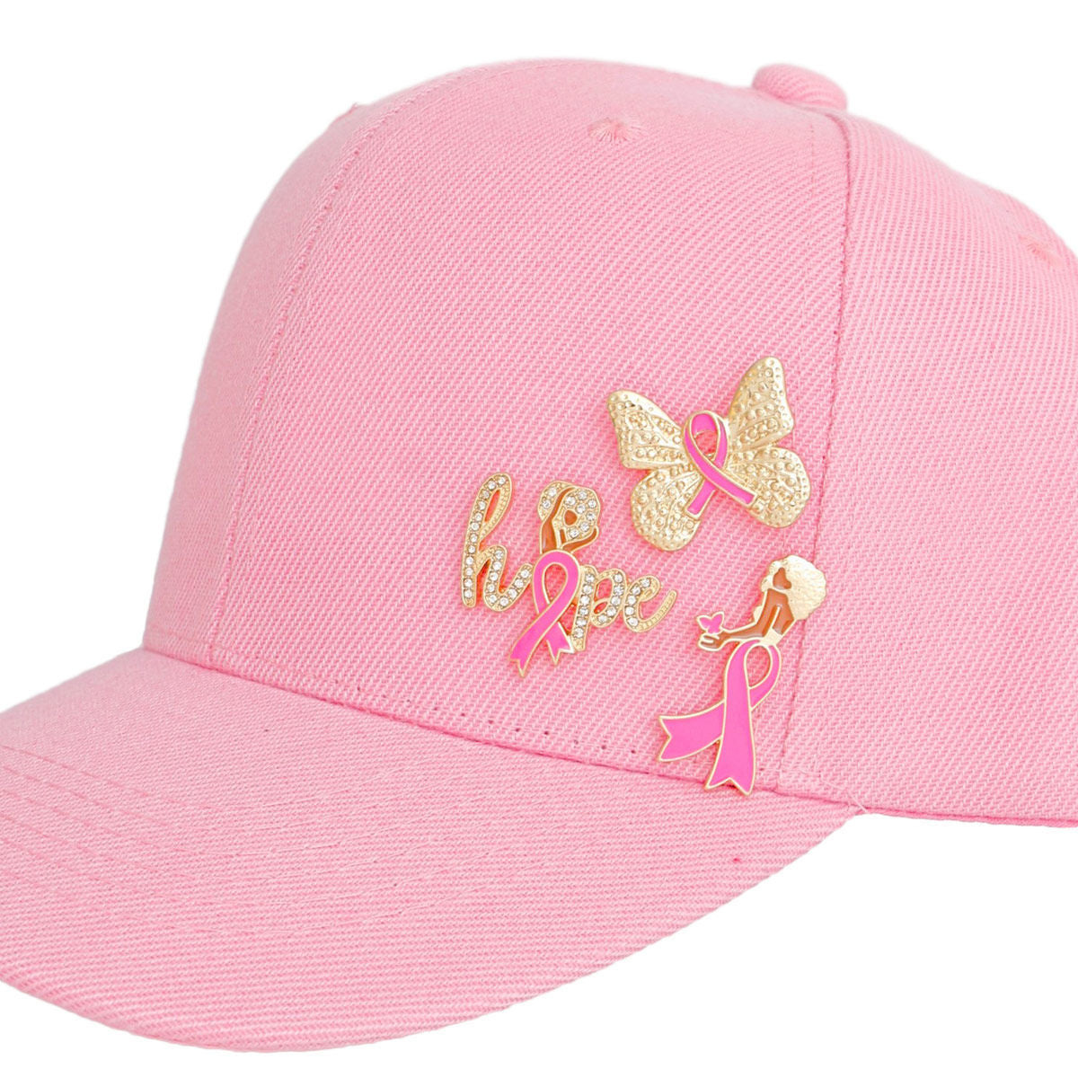 Fashion Pin Set Gold Pink Breast Cancer Hope Stylish Accessory for Women