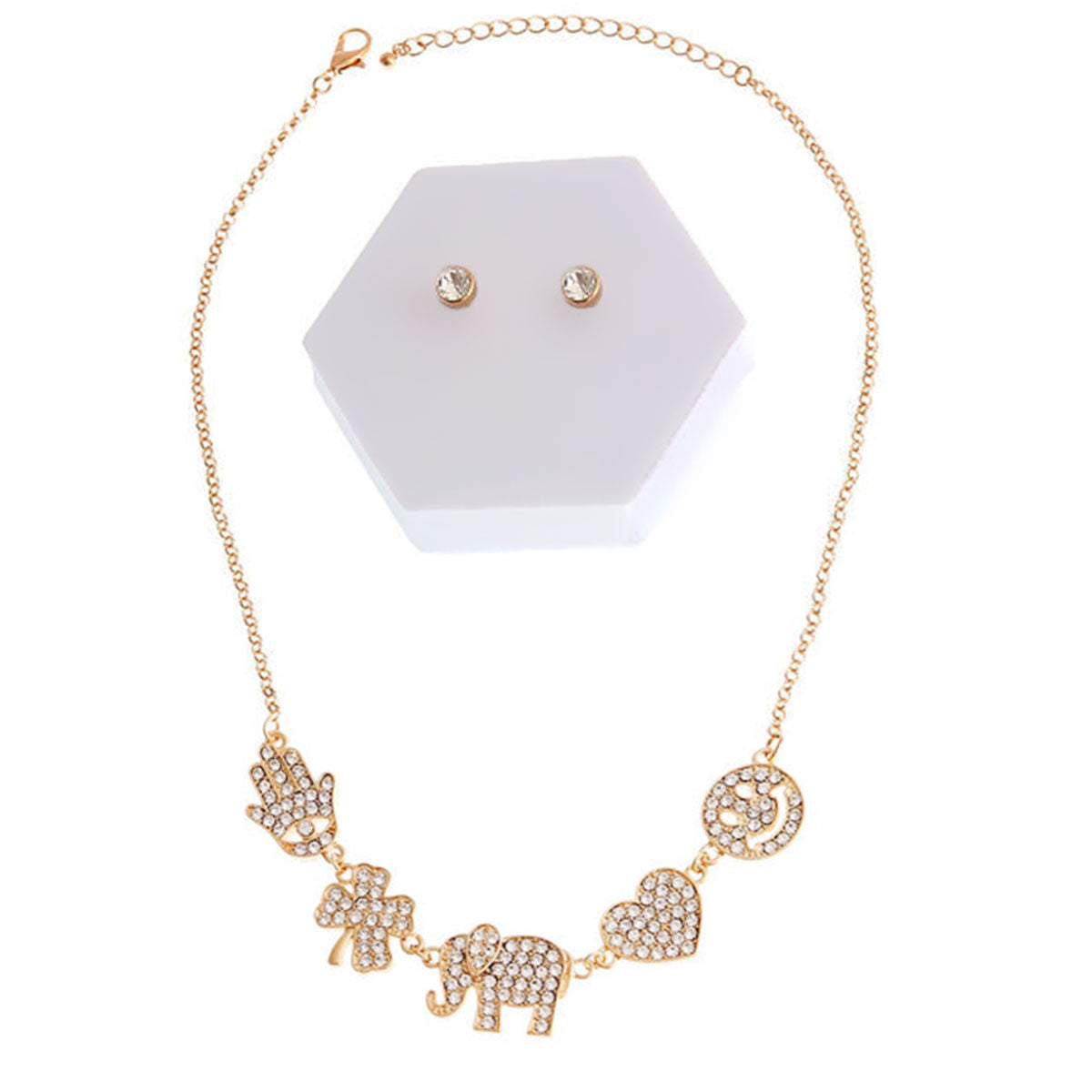 Lucky Charm Set with Gold Rhinestones – Stylish Fashion Jewelry Accessory