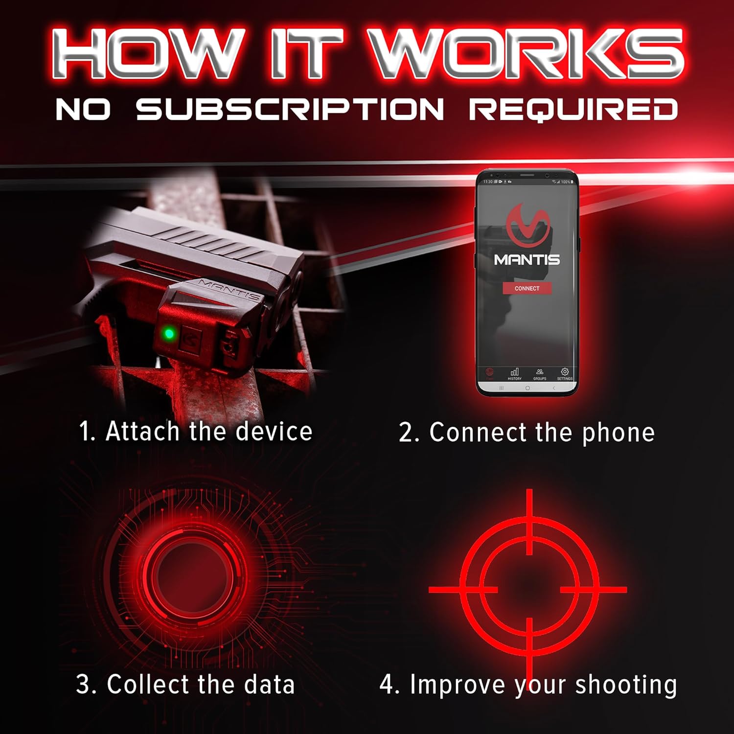Mantis X3 | Dry Fire Training System for Any Pistol or Rifle | Improve Accuracy & Save Ammo