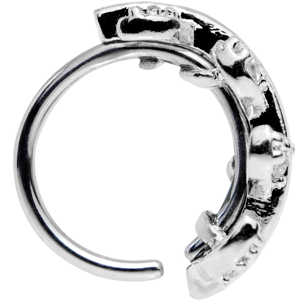18G Clear CZ Gem Leafy Seamless Circular Ring