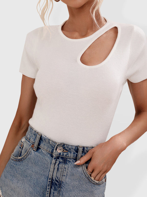 Modern Solid Color Loose Digging Fashion Sexy Slim Women's Knitwear
