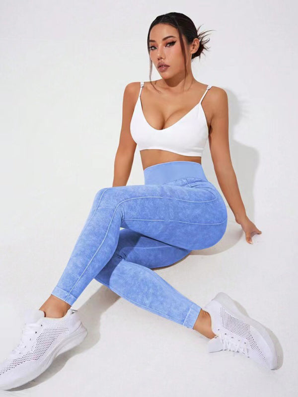 Modern washed frosted peach hip trousers tights sports trousers leggings