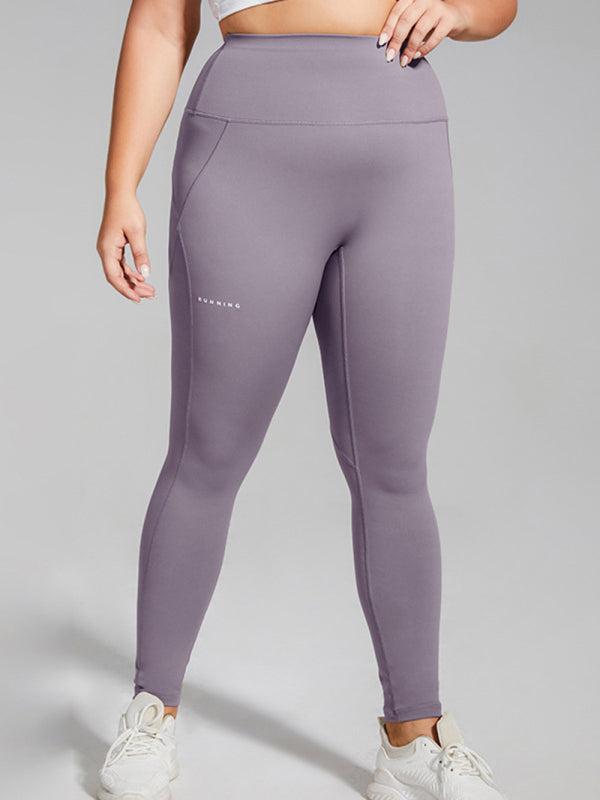 Women's Plus Size Running Sweatpants High Waist Hip Lift Alphabet Quick Dry Yoga Pants - legging