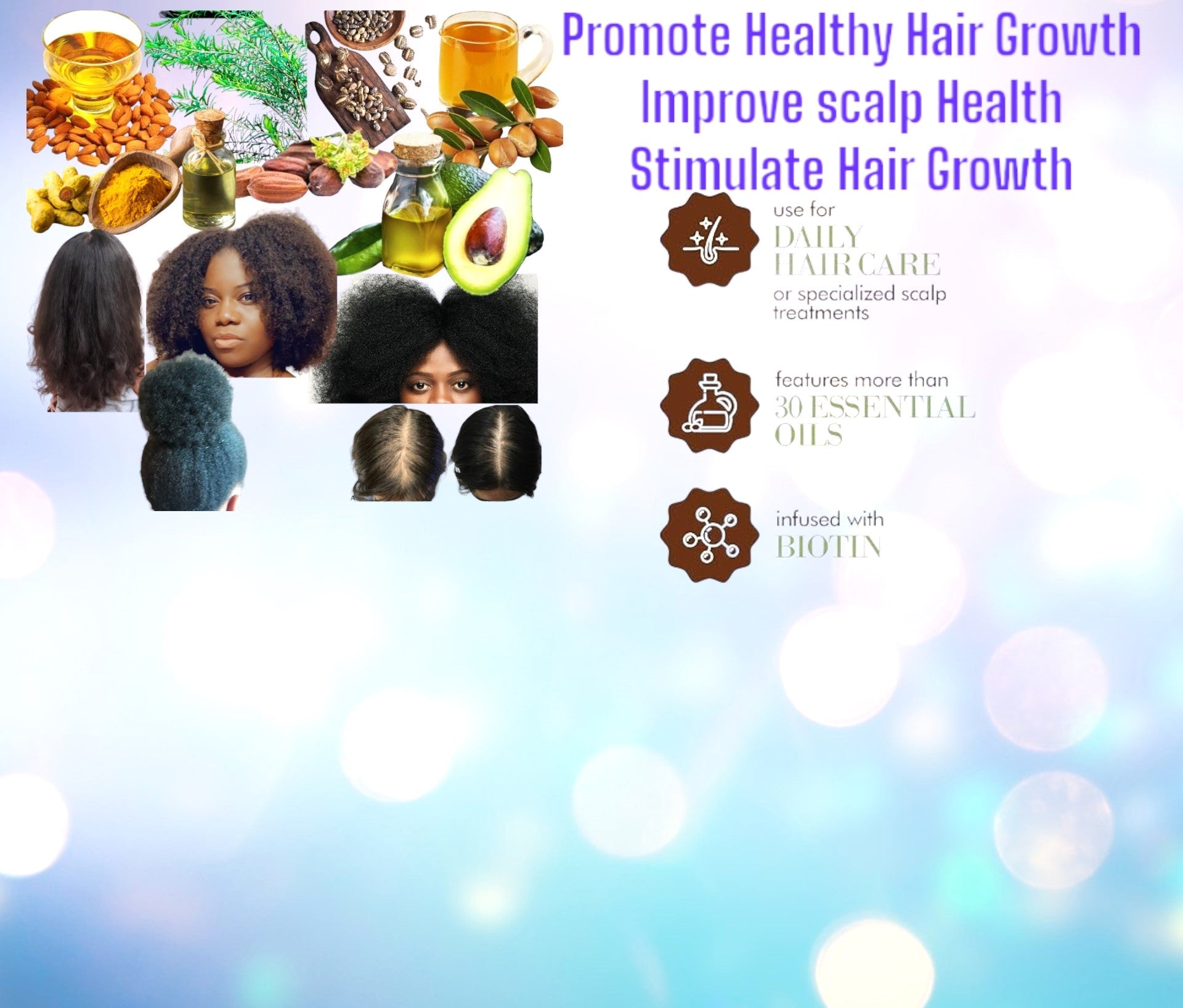 Hair Growth Pomade Grease with Mango butter, Peppermint Oil, Tea Tree Oil, Argan oil, Jojoba seed, Avocado oil, Castor oil, Sweet Almond, Vitamin E Oil for Scalp and Hair