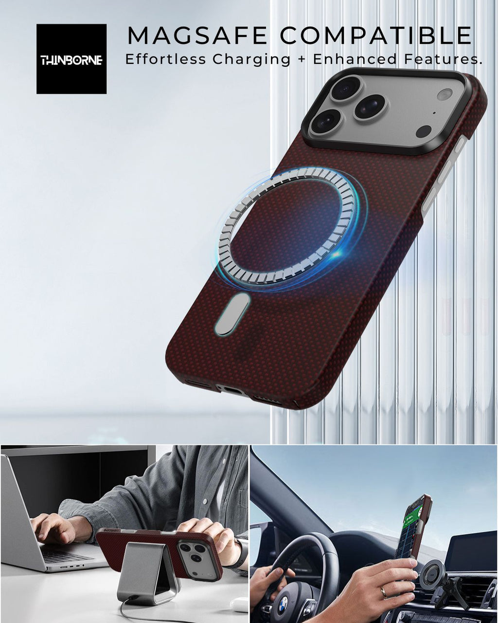 iPhone 17 Pro Case - Super Thin | Aramid Fiber | MagSafe - Crimson
