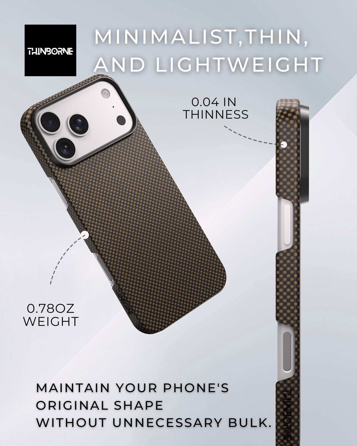 iPhone 17 Pro Max Case - Super Thin | Aramid Fiber | MagSafe - Brown|Black