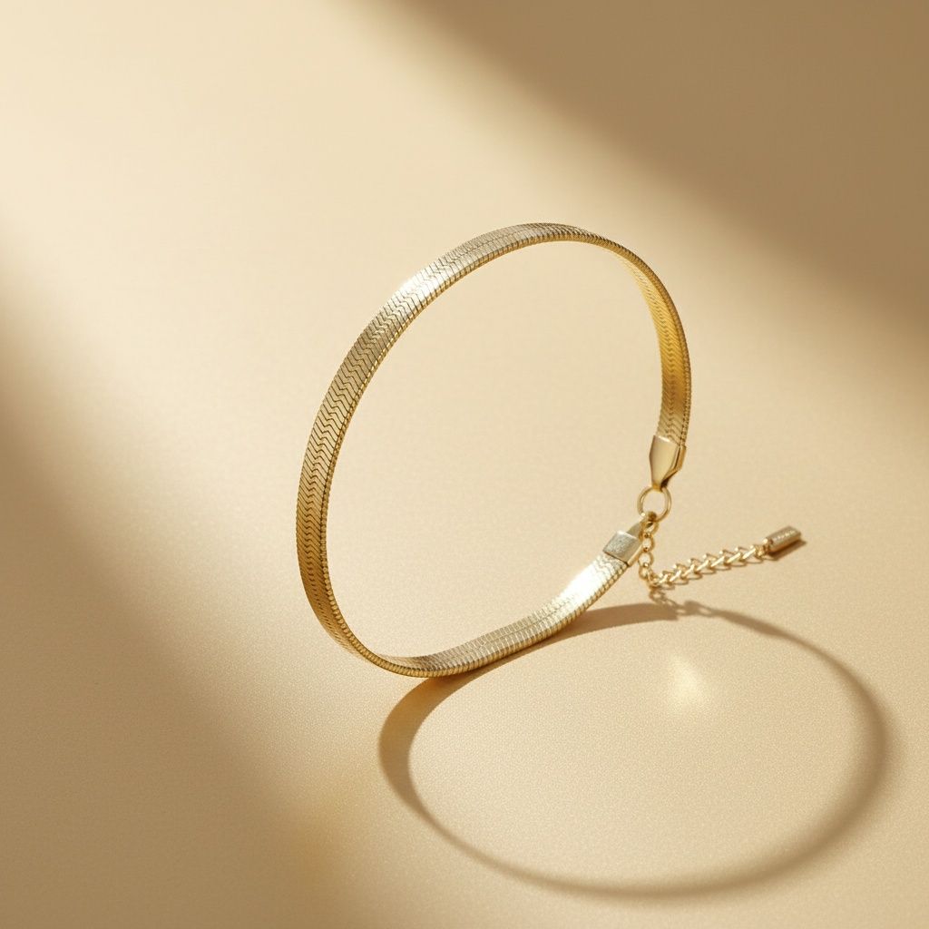 Men’s 18K Gold Steel Herringbone Bracelet 5.5mm Stylish Jewelry Accessory