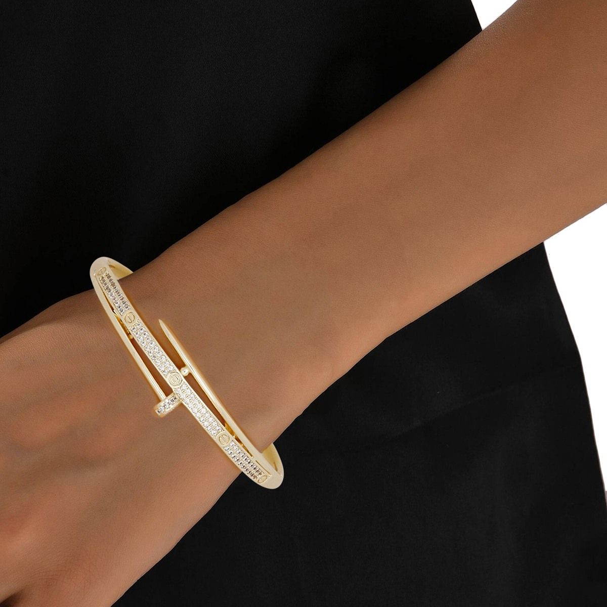 Gold Pave Bangle Bracelet Sleek Iconic Love Stylish Jewelry